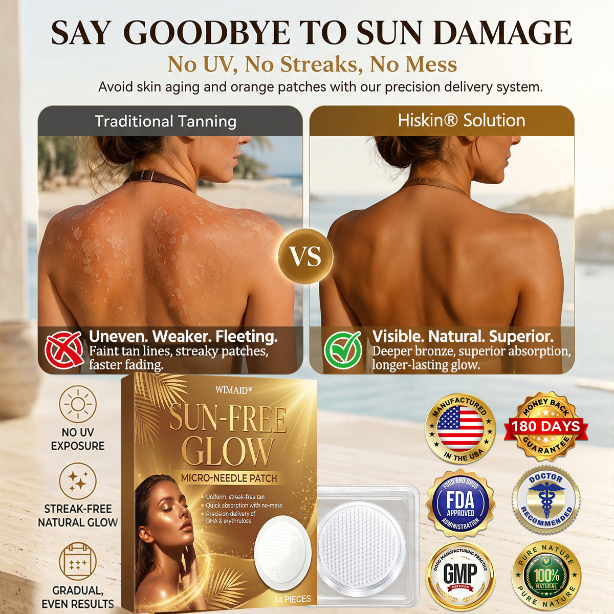☀️𝑶𝒇𝒇𝒊𝒄𝒊𝒂𝒍 𝑺𝒕𝒐𝒓𝒆 | ☀️ Wimaid® Sunless Instant Bronze Tanning Microneedle Patch (Nur einmal täglich) Sichtbarer Bronze-Glanz in 7 Tagen Ohne UV, ohne Orange, ohne Streifen, ohne DHA, ohne Unordnung