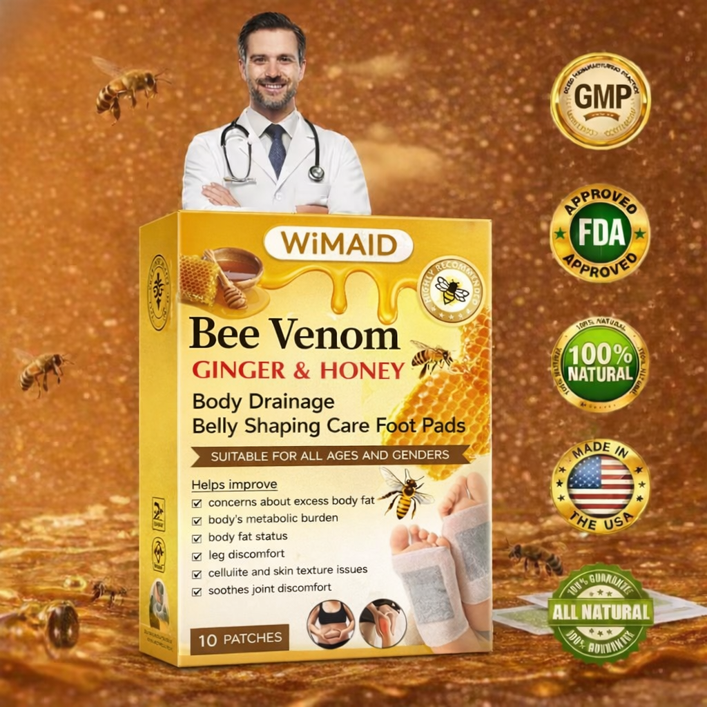 🏆 50K+ SOLD! 🌿Bee Venom Ginger Herbal Foot Patches (Set of 10)