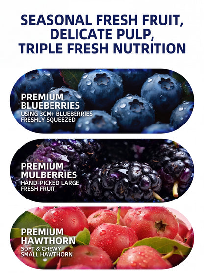 🏆 20K+ SOLD! 🌿Pure natural 🫐blueberry and 🍇mulberry stuffed 🍒hawthorn slices