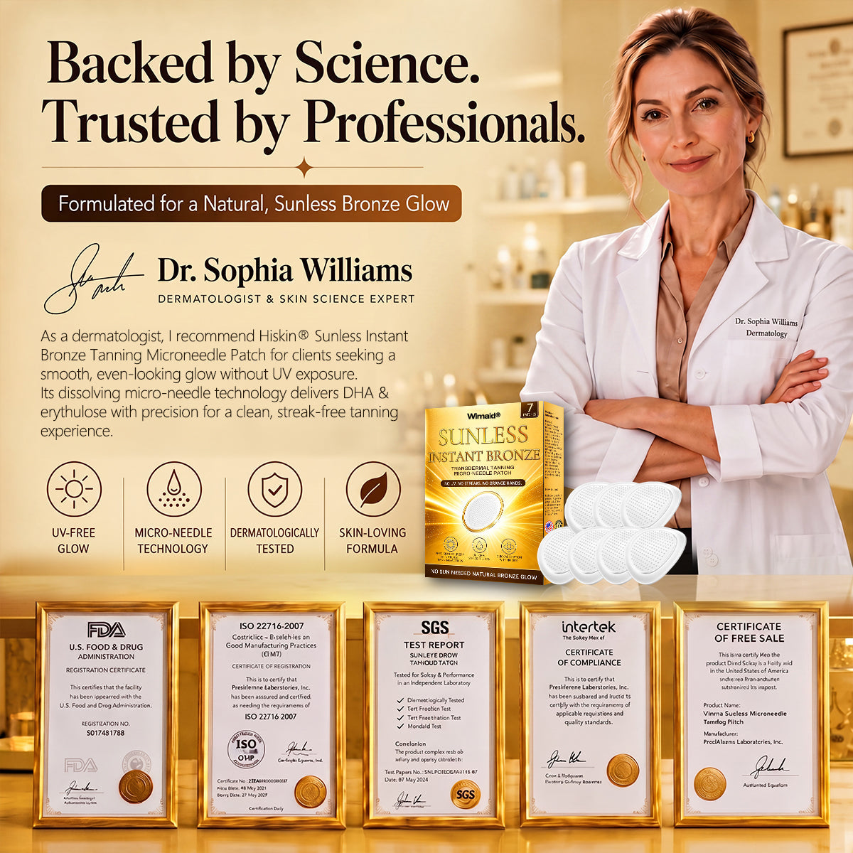 ☀️𝑶𝒇𝒇𝒊𝒄𝒊𝒂𝒍 𝑺𝒕𝒐𝒓𝒆 | ☀️ Wimaid® Sunless Instant Bronze Tanning Microneedle Patch (Just once a day) Visible Bronze Glow in 7 Days No UV, No Orange, No Streaks, No DHA, No Mess