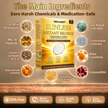 ☀️𝑶𝒇𝒇𝒊𝒄𝒊𝒂𝒍 𝑺𝒕𝒐𝒓𝒆 | ☀️ Wimaid® Sunless Instant Bronze Tanning Microneedle Patch (Just once a day) Visible Bronze Glow in 7 Days No UV, No Orange, No Streaks, No DHA, No Mess