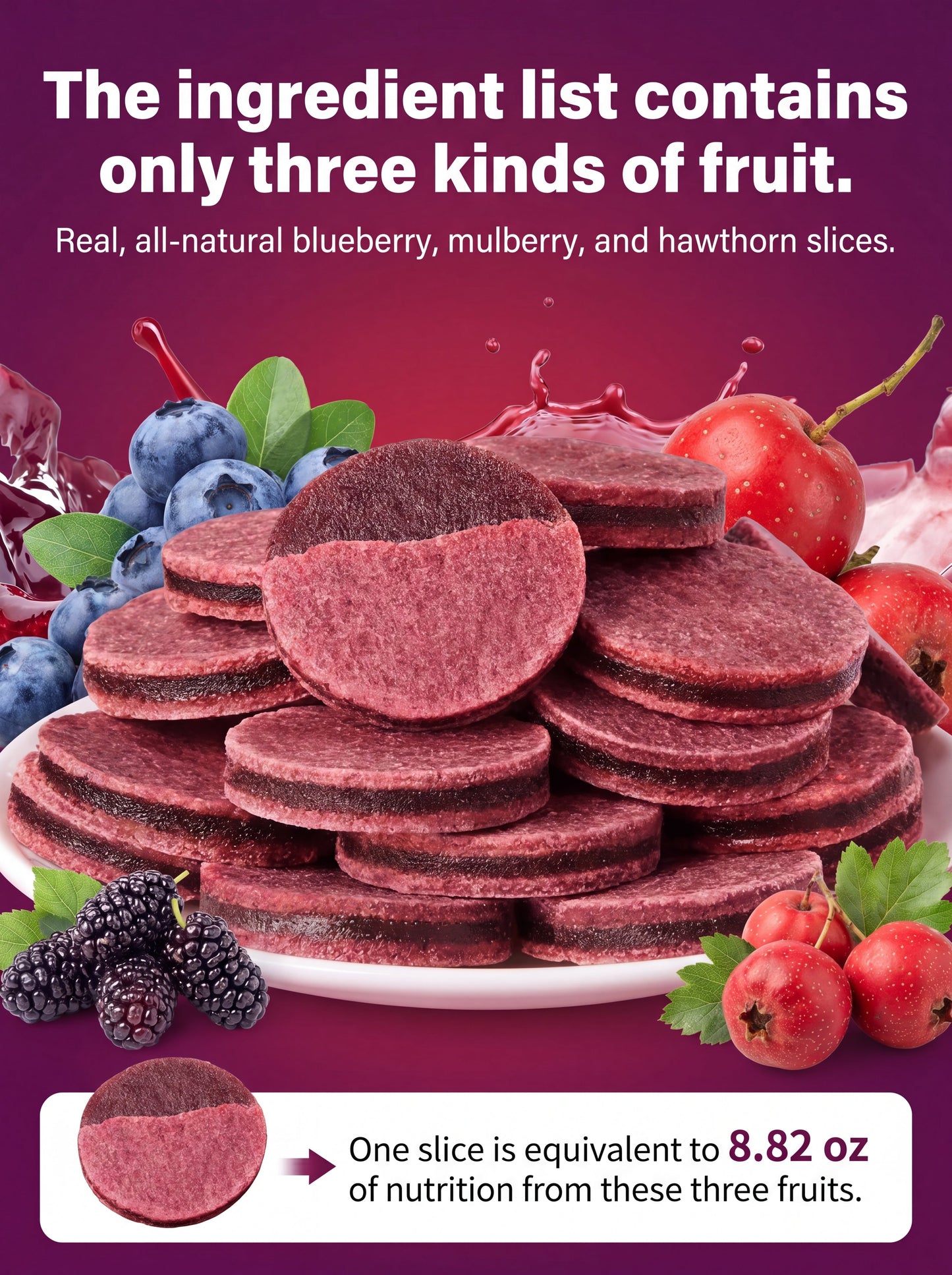 🏆 20K+ SOLD! 🌿Pure natural 🫐blueberry and 🍇mulberry stuffed 🍒hawthorn slices